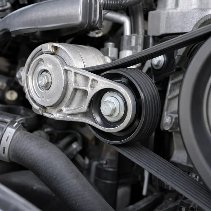 An automatic belt tensioner and pulley